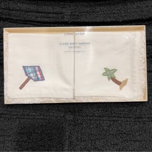Pottery Barn Kids White Island Party Napkins Set of 4 NIB Palm Tree Coastal 🏝️⛱️